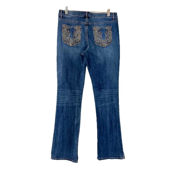 Code Bleu Jeans Soleil Bootcut Embellished Embroidered Rhinestone Women’s Size 8 - Picture 2 of 7